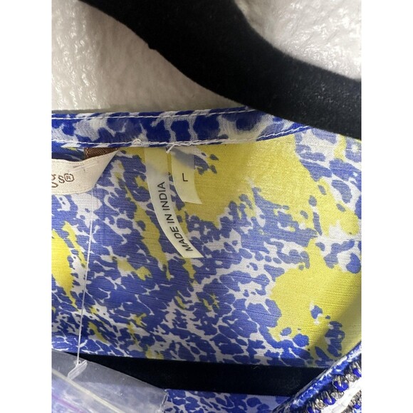 Soft Surroundings Blouse Womens Large Boho Beaded Sheer Top Embellished Tunic - Picture 4 of 7